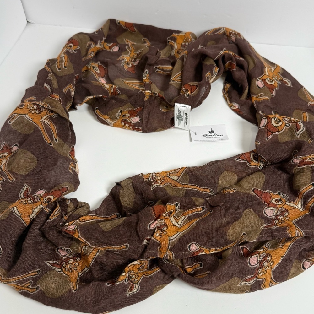 DISNEY PARK LIGHTWEIGHT INFINITY SCARF BAMBI BROWN NWT NEW ANIMAL RARE WRAP - Picture 3 of 6